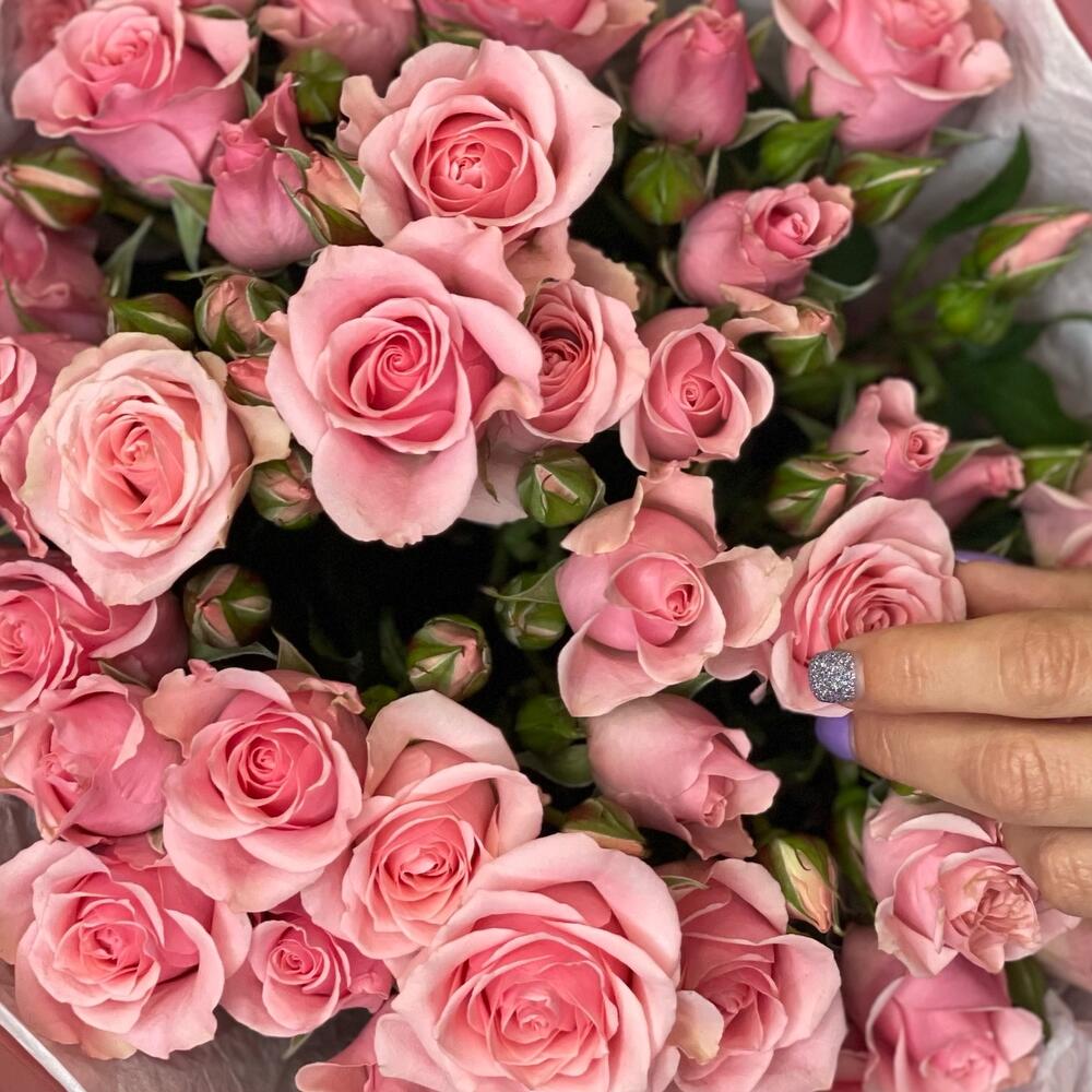 Букет из 9 розовых кустовых роз – нежность в каждом лепестке Усолье-Сибирское Иркутская область