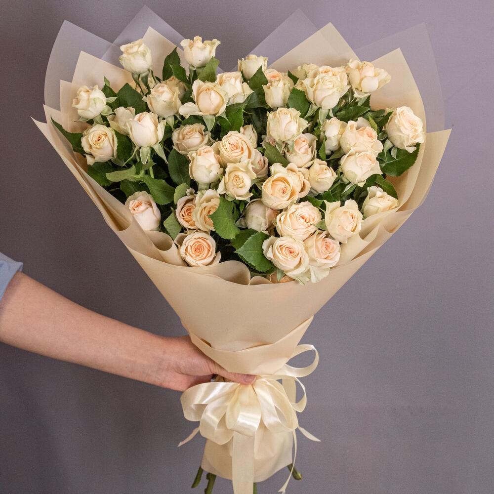 Букет «Персик» – пышные кустовые розы нежно-персикового оттенка Усолье-Сибирское Иркутская область