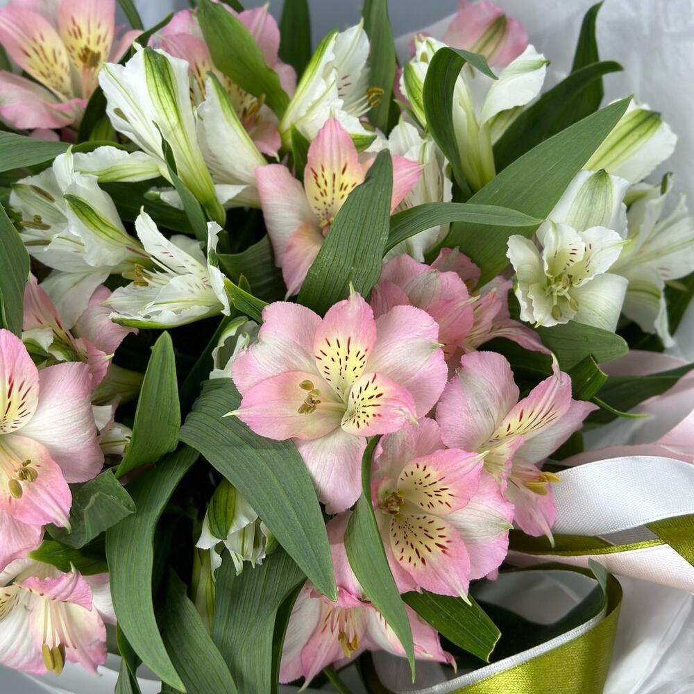 Букет «Нежность» – трогательное сочетание белых и розовых альстромерий Усолье-Сибирское Иркутская область
