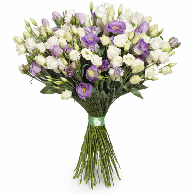 Изысканный букет из белых и фиолетовых эустом – гармония контрастов Усолье-Сибирское Иркутская область