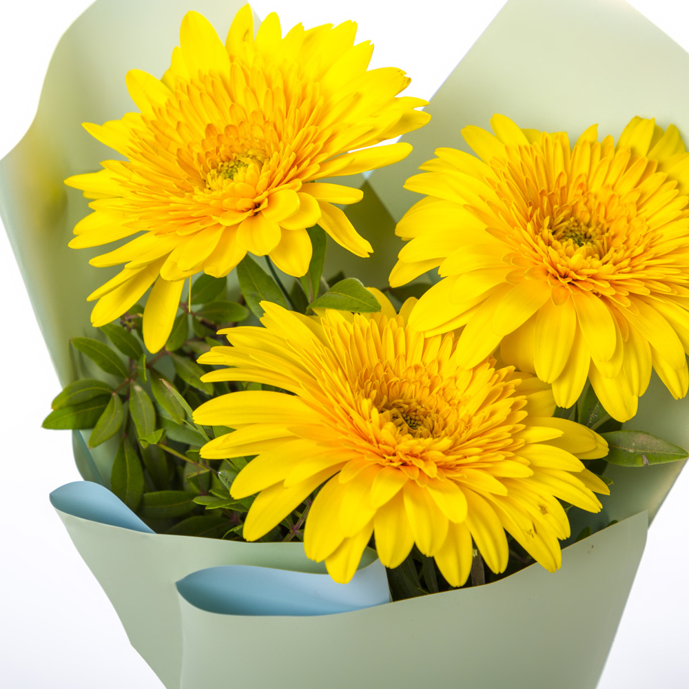 Яркий букет из 3 жёлтых гербер – частичка солнечного света Усолье-Сибирское Иркутская область