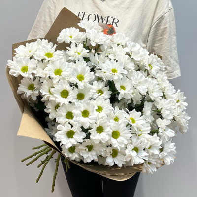 Букет «Летняя свежесть» – дыхание лета в белых хризантемах Усолье-Сибирское Иркутская область