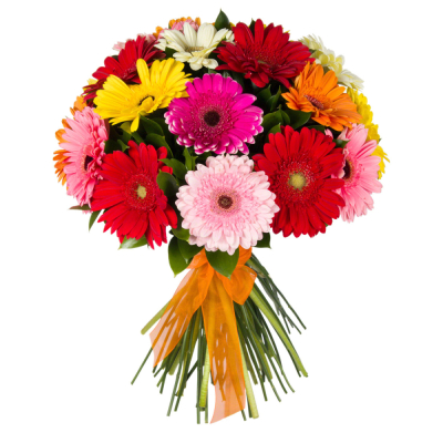 Букет «Мамба» – взрыв красок из оранжевых, лиловых и розовых гербер Усолье-Сибирское Иркутская область