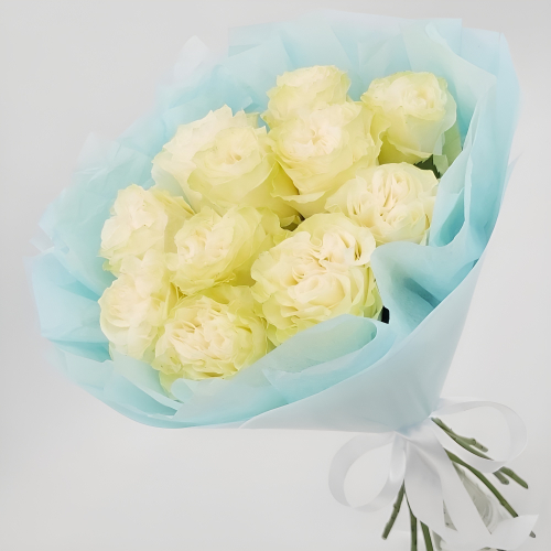 Букет «Кружевное облачко» – 11 белоснежных роз в нежной упаковке Усолье-Сибирское Иркутская область