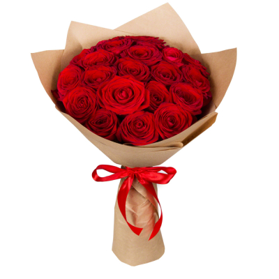 Букет из красных роз в крафт-бумаге Усолье-Сибирское Иркутская область