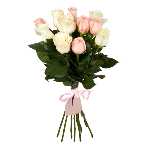 Букет из розовых и белых роз Усолье-Сибирское Иркутская область