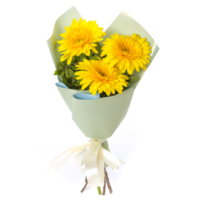 Яркий букет из 3 жёлтых гербер – частичка солнечного света Усолье-Сибирское Иркутская область